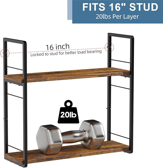 2-Layer Wall Bookshelf for Book Storage, Floating Book Shelves for Wall - Image 5