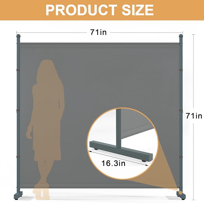 Room Divider Single Panel, 6FT Large Privacy Screen - Image 2