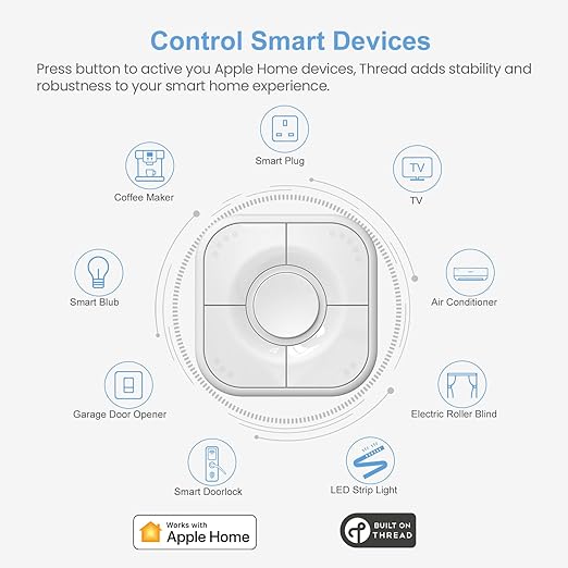 Onvis Smart Button, 5-Keys Smart Switch, Scene Controller, Compatible with Apple HomeKit, Automatically Trigger Accessories & Scenes-Thread (iOS 17.4 or Later is Required)