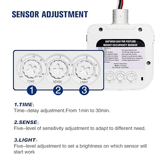 ECOELER High-Bay Occupancy Sensor Switch, 360° Passive Infrared PIR Ceiling Sensor, 120-277VAC, Neutral Wire Required, Automatic Commercial/Residential Lighting Solution, UL Listed, 10 Pack