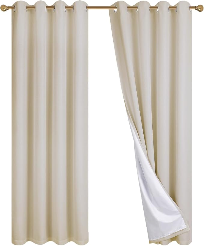 Diraysid 100% Blackout Curtains Light Beige Linen Curtains - Image 9