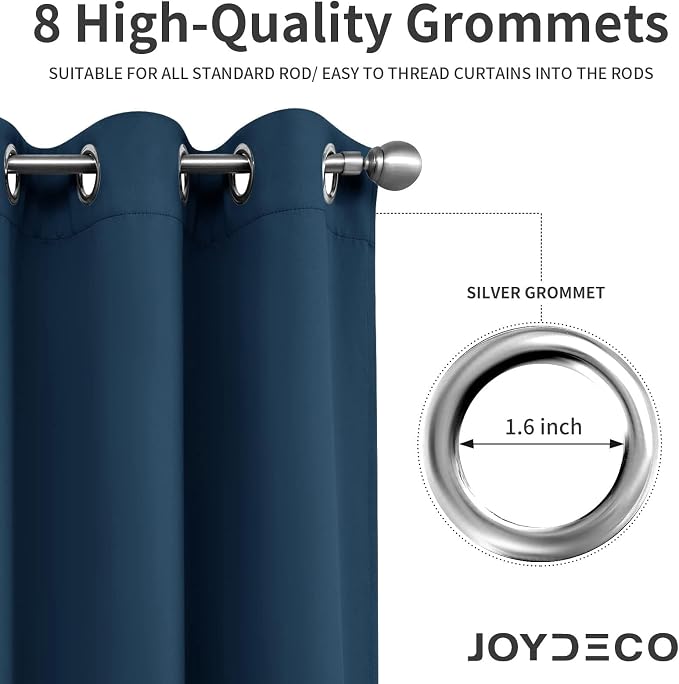 Joydeco Blackout Curtains 90 inch Long 2 Panels Set, Thermal Insulated Long - Image 2