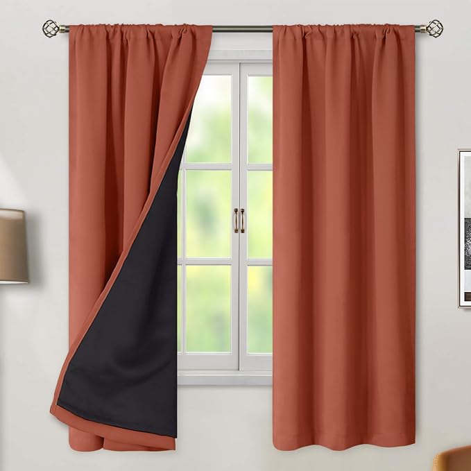 BGment Terracotta 100% Blackout Curtains 63 Inch Length - Image 2
