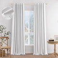 MIULEE 100% Blackout Curtains 84 inches Long White Linen Curtains & Drapes by MIULEE