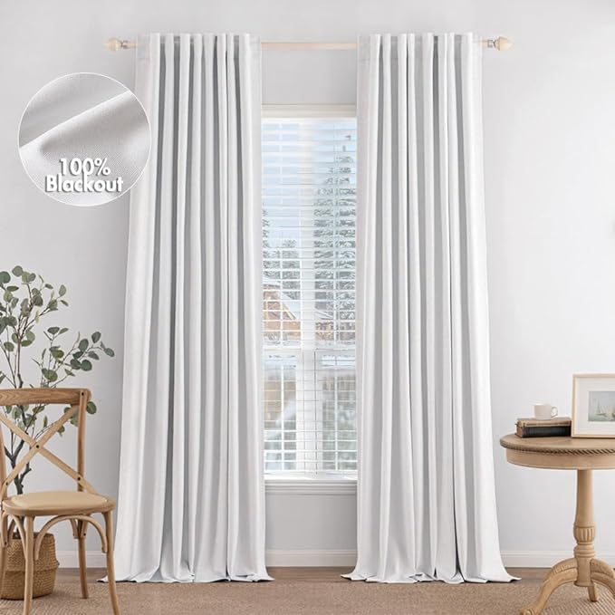 MIULEE 100% Blackout Curtains Linen Curtains & Drapes 90 Inches Long, Full by MIULEE