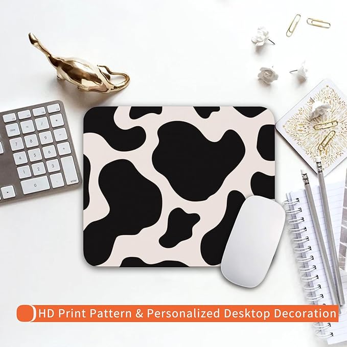Armanza Square Mouse Pad Black Cow Print,Personalized Premium-Textured Custom Mouse Mat Design,Washable Mousepad Cloth,Non-Slip Rubber Base Computer Mouse Pads for Wireless Mouse