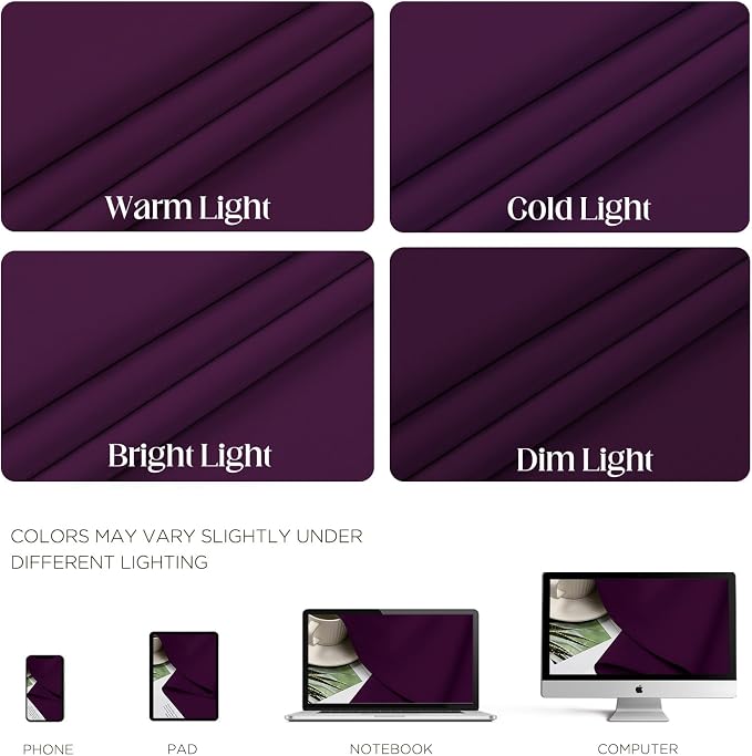 CUCRAF Purple Blackout Curtains 63 inch Length 2 Panels Set, Room Darkening - Image 4