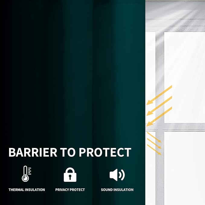 Easy-Going Thermal Grommet Blackout Curtains, 2 Panels 52x84 in, Deep Teal | - Image 2