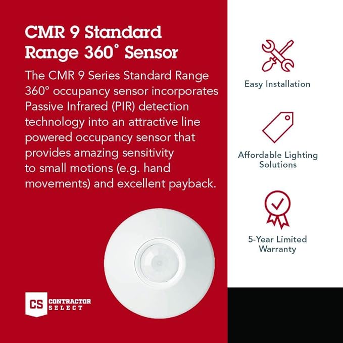 SensorSwitch Ceiling Motion Sensor, Passive Infrared PIR Occupancy Sensor, 360 Degrees Small Motion Detection, Indoor Use, Line Voltage, Standard Range
