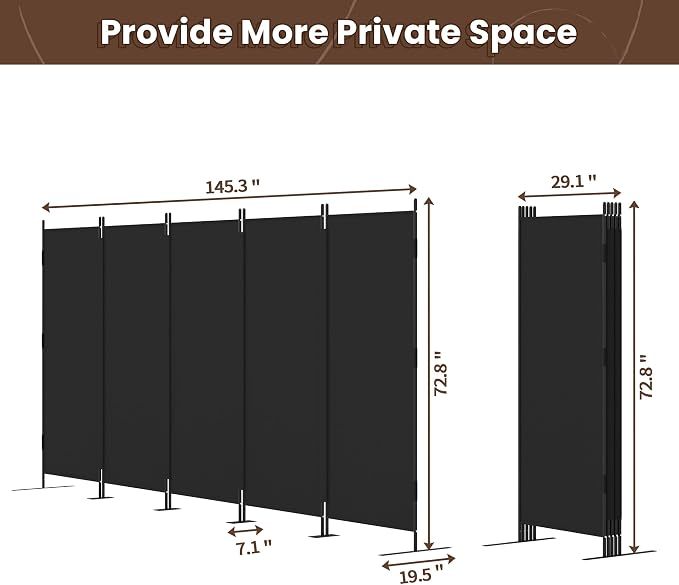 Room Divider 5 Panel Privacy Screen - Image 2