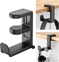 STEARBOR Headphone Hook，Under Desk Headphone Holder，PC Gaming Headset Holder，with 360 Degree Swivel & Cable Clip Organizer (Black)