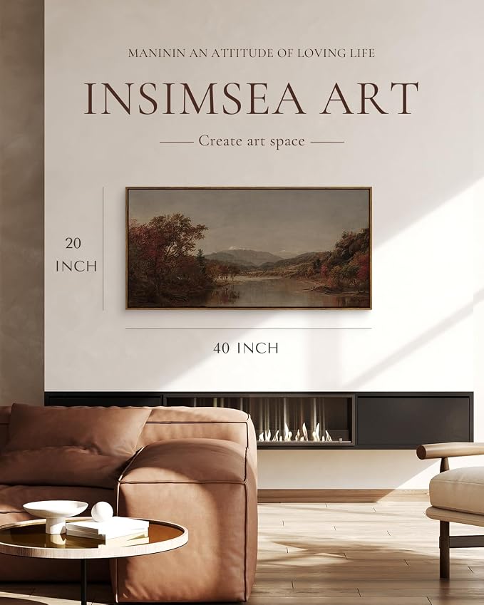 InSimSea Extra Large Framed Vintage Wall Art, Fall Nature Landscape, 20x40In | - Image 3