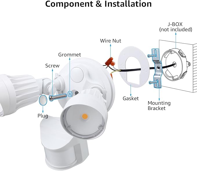 LEONLITE COB LED Security Light, Motion Sensor Outdoor Lights, Dusk to Dawn, 100-277V, ETL Listed, Adjustable Heads, Motion Detector Flood Light for Outside, IP65 Waterproof, 5000K Daylight, White