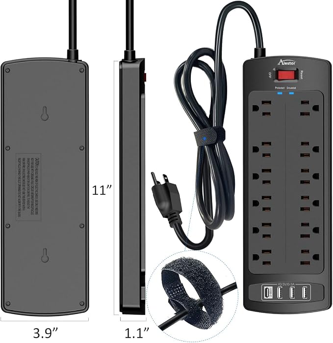 ALESTOR 15 Ft Surge Protector Power Strip - Image 7