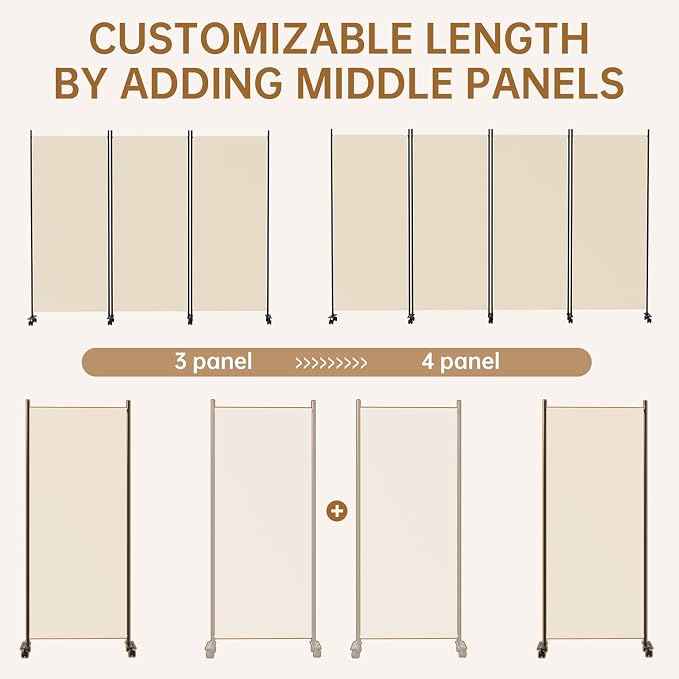 Room Divider 102'' Wide Folding Room Divider Panel - Image 7