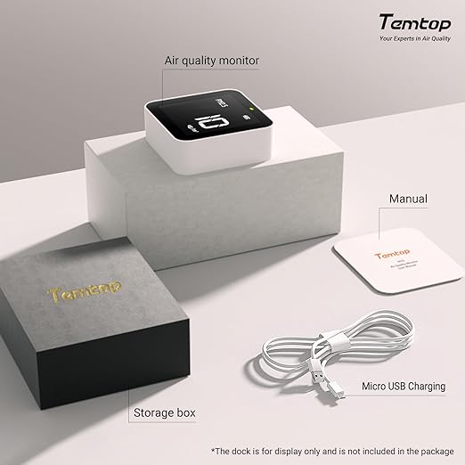 Temtop Smart Air Quality Monitor Indoor Home Air Testing for AQI, PM2.5, Formaldehyde and VOCs with WiFi Connection and Remote Monitoring via App,M10i