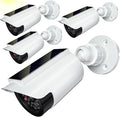 WALI Fake Dummy Camera, Solar Powered Fake Security Camera with LED Light, for Inside Outside Decoy Simulated Surveillance Security CCTV Dome Cameras with Warning Sticker (SOLTC-W4), 4 Packs, White