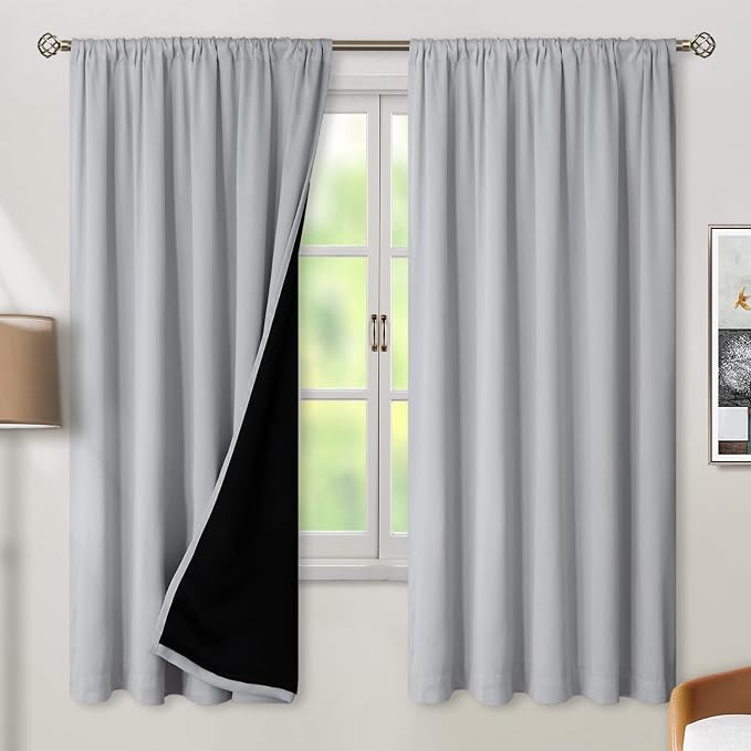 BGment Light Grey 100% Blackout Curtains 72 Inches Long - Image 2