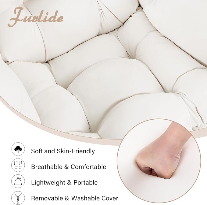 Furlide Lazy Chair with Ottoman, Comfy Fabric Accent Lounge Arm Chair with - Image 9