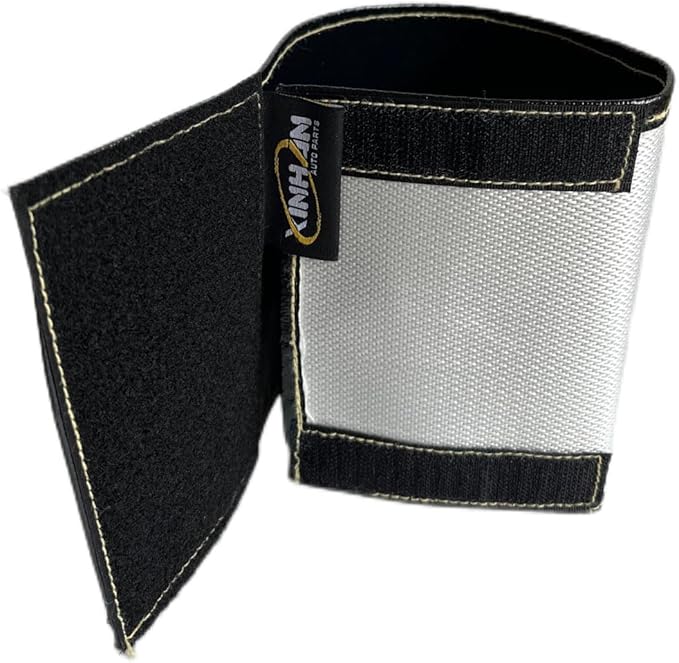 Xinhan (Silver,Black) Aluminum and Fiberglasss Heat Shielding Universal Starter Heat Shield 7 X 24in and 5.5 x 17in Wrap Self Attaching (Black, 5.5IN x 17IN)