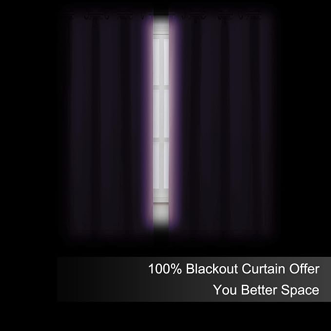 100% Blackout Curtains 52 x 63 Inch/Lavender Curtains 2 Panels - Image 3