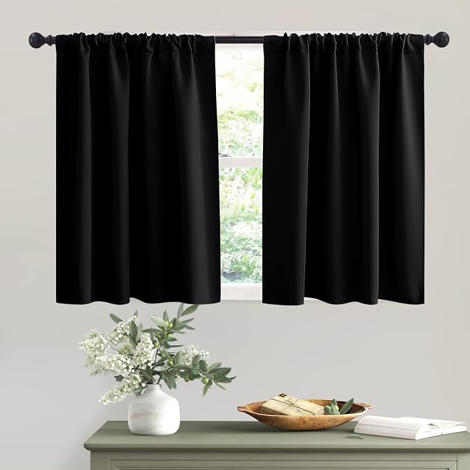 RYB HOME Short Black Blackout Curtains by RYBHOME