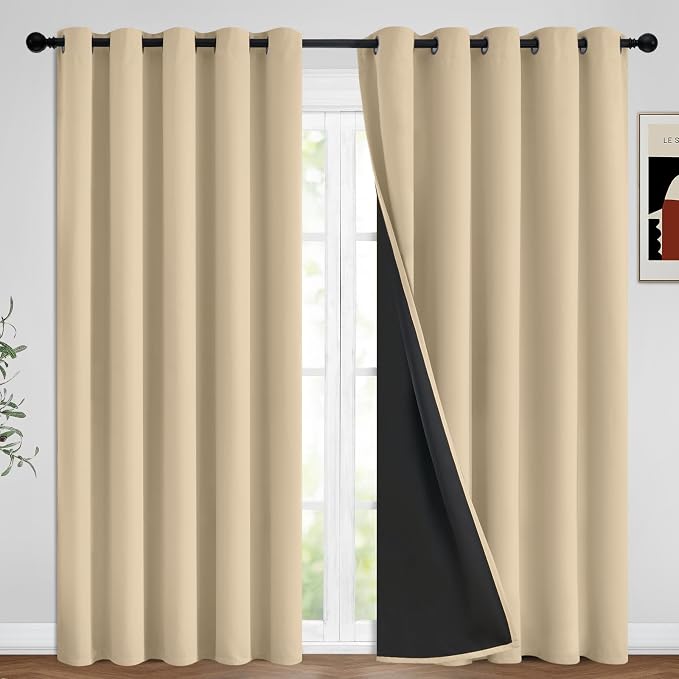 Yakamok Beige Blackout Curtains 84 inches Long by Yakamok