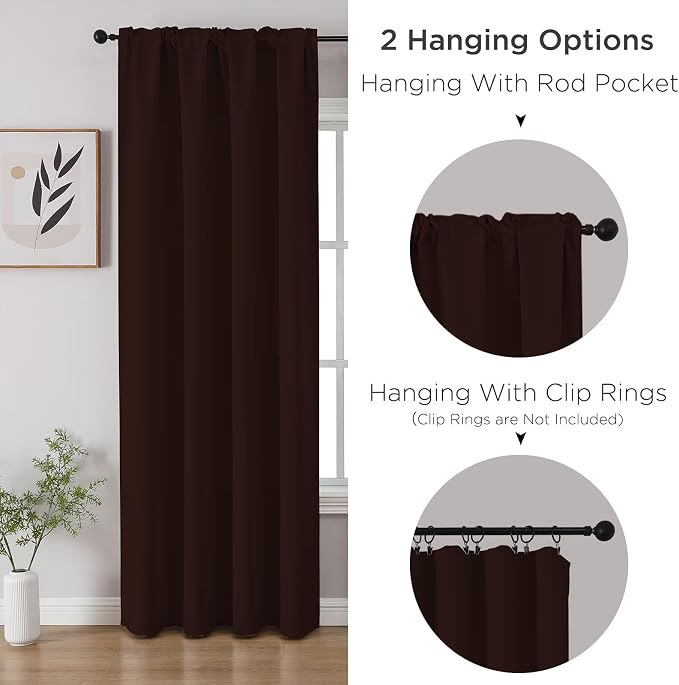 CUCRAF Blackout Curtains 45 inch Length 2 Panels Set, Rod Pocket Room Darkening - Image 3