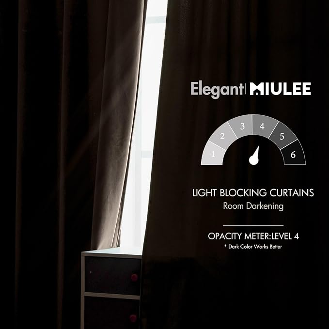 MIULEE Velvet Curtains 52x108 inches Chocolate Brown Blackout Curtains | Luxury - Image 5