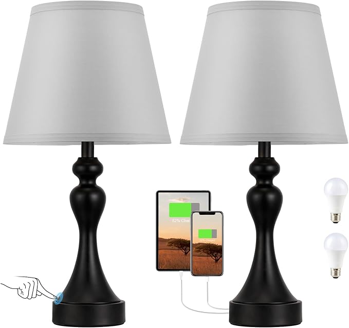 Touch Lamps for Nightstand, 3 Way Dimmable Bedside Lamps - Image 8