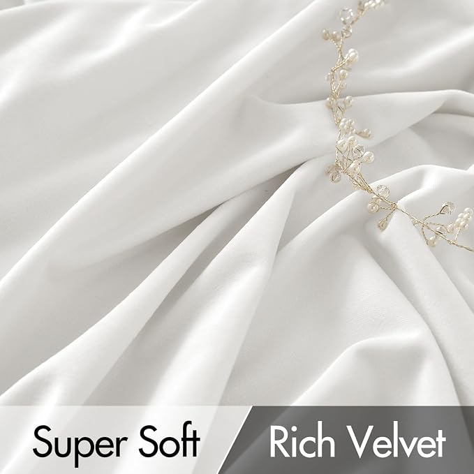 MIULEE White Velvet Pinch Pleat Blackout Curtains W52 X L90 Inches | 2 Panels - Image 4