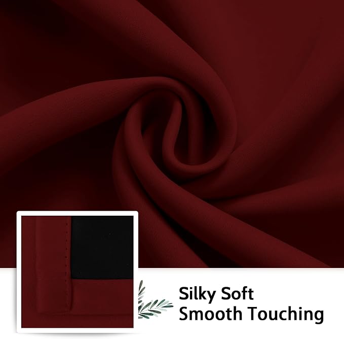 SimpleHome Burgundy Red 100% Blackout Curtains Room Darken Living Room 72 | - Image 7