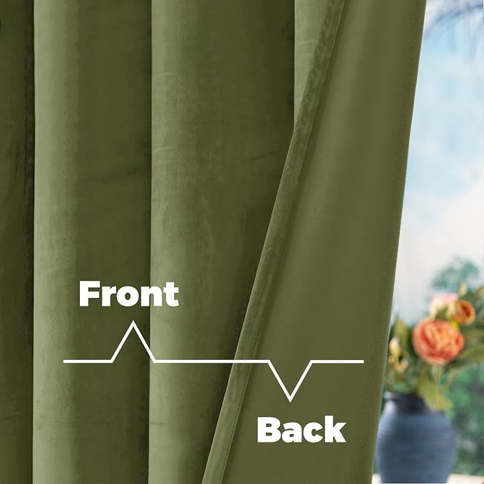 BGment Sage Green Velvet Blackout Curtains 72 Inches Long - Image 4