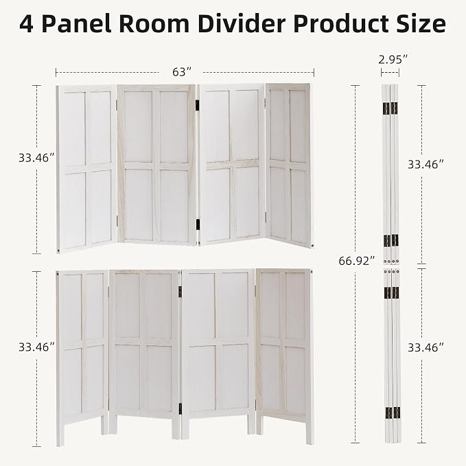 4 Panel Room Divider, 2-in-1 Detachable Privacy Screen, Folding Privacy Screen - Image 8