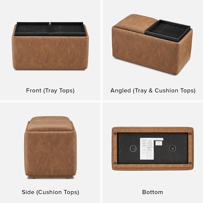 mopio Levi Storage Bench with Reversible Tray, Modern Storage Coffee Table - Image 8