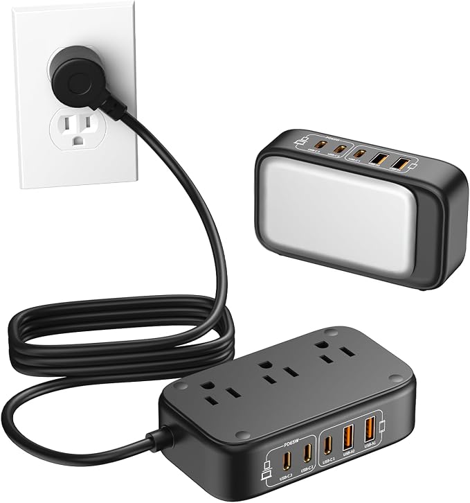 7-in-1 Power Strip, PD GaN 65W USB C Power Strip by Unknown