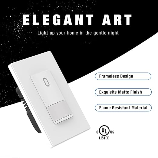ELEGRP Matte White Single Pole Occupancy Motion Sensor Light Switch, Need Neutral Wire, 120° Sensor Coverage PIR Infrared Motion Activated, for CFL/LED/MLV/INC/HAL/Fan, UL,10 Pack