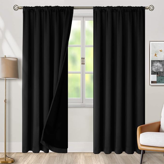 BGment Black 100% Blackout Curtains - Image 2