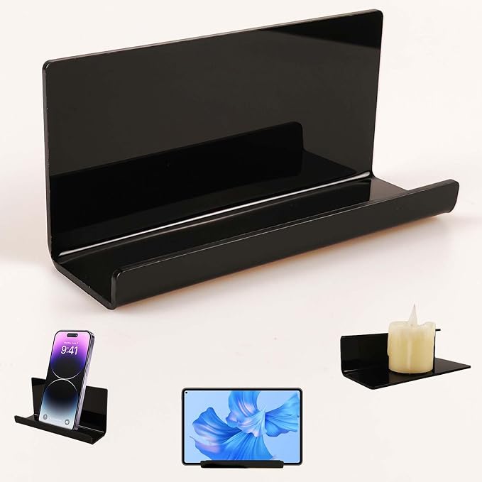 Adhesive Tablet Wall Mounted Phone Holder Acrylic Floating Shelves, eReader by Pansyling