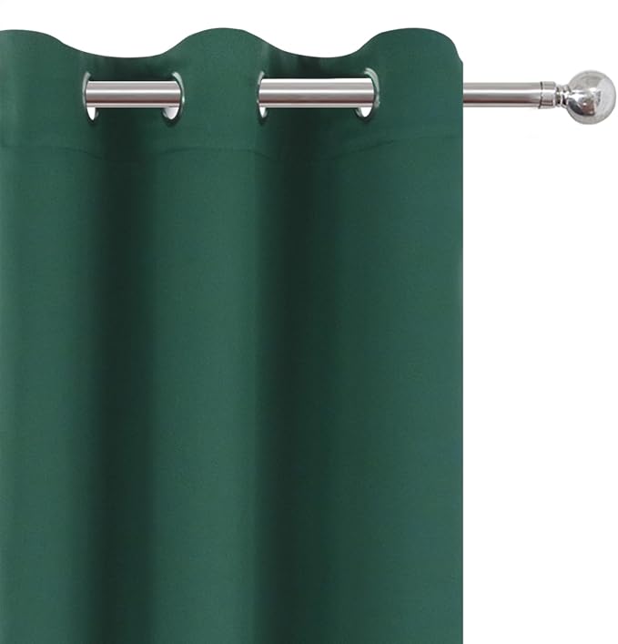 Blackout Curtains 66 x 72 Inch Long Dark Green Curtains Set of 2 Panels Room - Image 6