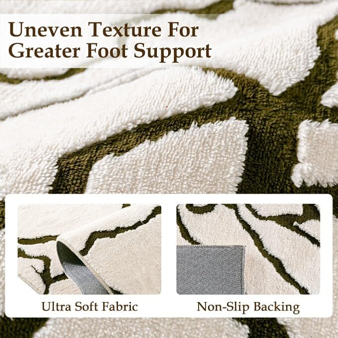 Cream 4x6 Area Rug for Kids Room Soft Fluffy Checkered Shag Carpet | Machine - Image 4