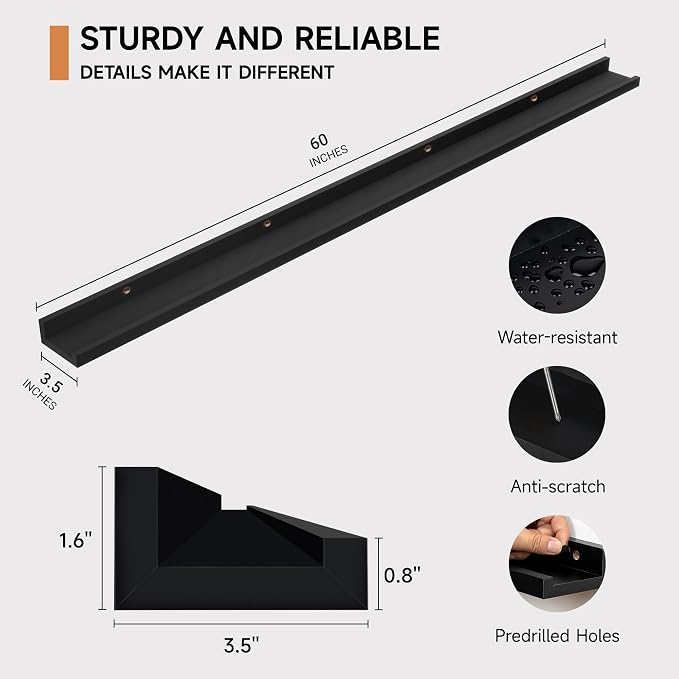 Fun Memories Picture Ledge Shelf, 60 Inch Floating Shelves Set of 2, Large - Image 3