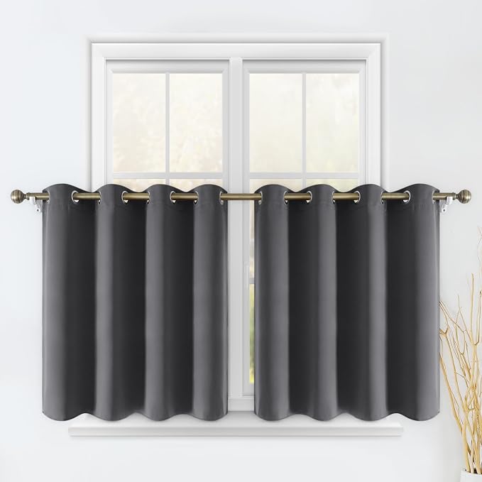 HOMEIDEAS 2 Panels Blackout Valance 24 inch Burgundy 52X24 | Kitchen, Grommet by HOMEIDEAS