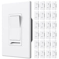 Amico 24 Pack Dimmer Light Switch, Single-Pole or 3-Way Slide Dimmer Switches for Led Lights, Suitable for 150W Dimmable LED/CFL Lights and 600W Incandescent/Halogen, Wall Plate Included, White