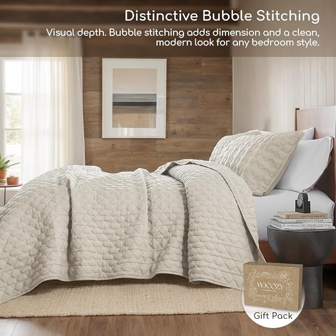 WDCOZY Light Beige Quilt King Size Bedding Set - Image 4