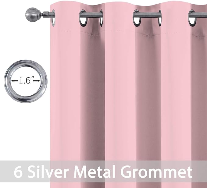 Yakamok Blackout Curtains 38x36 inch Pink Thermal Drapes-Kitchen | 2 panels - Image 2