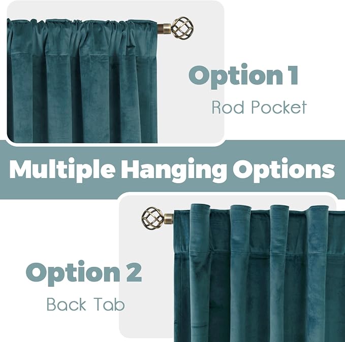 BGment Teal Blackout Velvet Curtains 84 Inches - Image 3