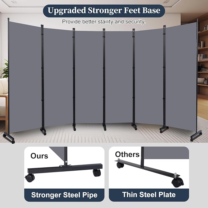 Room Divider 6 Panel-132''Wide Folding Privacy Screen, Large Partition Wall | - Image 2