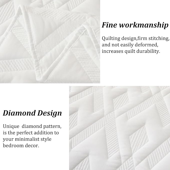 Cmfshape Diamond Embroidery Quilt Set, 3 Pieces Queen Quilt Bedding Set - Image 7