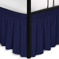 Biscaynebay Wrap Around Bed Skirts with Split Corners for King Beds 14" Drop, Navy Elastic Dust Ruffles Adjustable Easy Fit Wrinkle & Fade Resistant Silky Luxurious Fabric Machine Washable